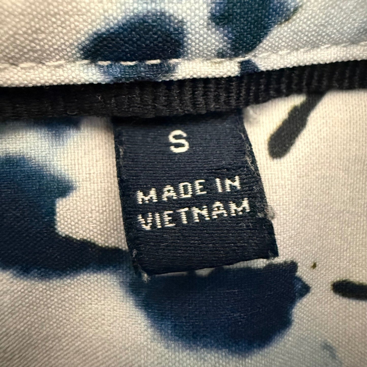 7 Diamonds 4 Way Stretch Mens Small Blue Geometric Short Sleeve Button Up Casual