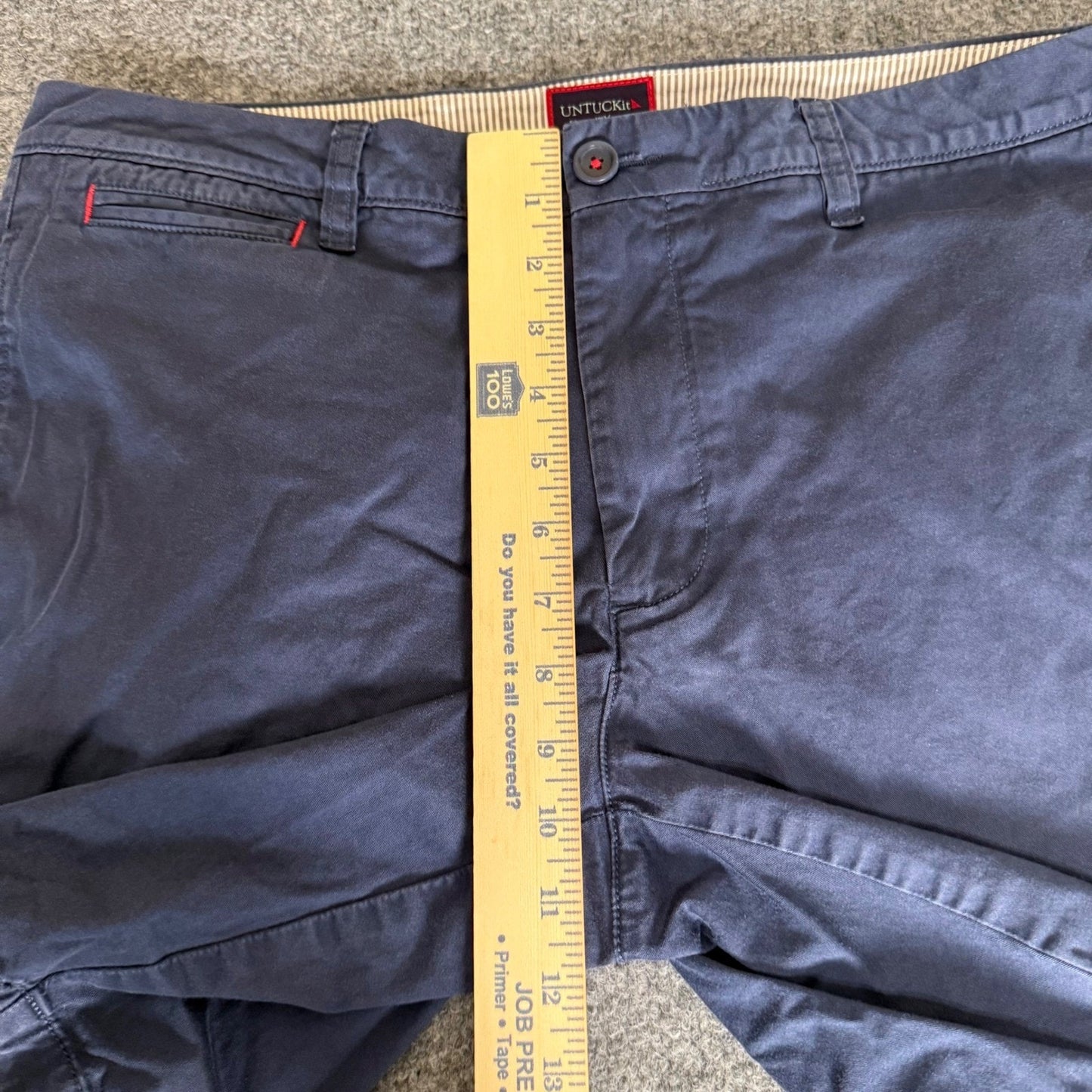 UNTUCKit Mens Navy Blue Pima Cotton Stretch Chino Shorts Size 34 Flat Front