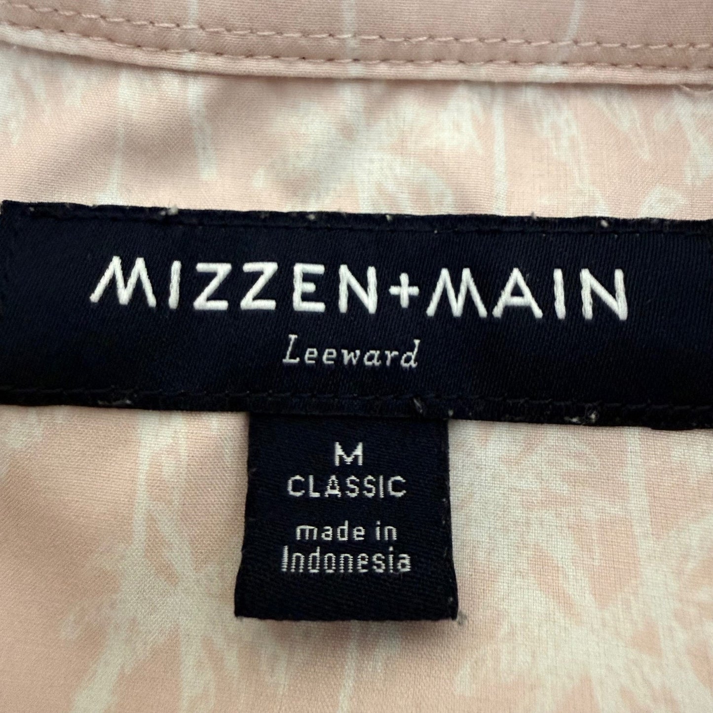 Mizzen+Main Mens Pink Palm Tree Button Down Shirt M Short Sleeve Casual Stretch