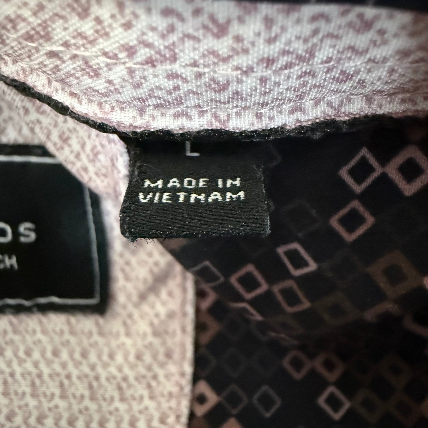 7 Diamonds 4-Way Stretch Shirt Men Large Geometric Short Sleeve Button Up Casual