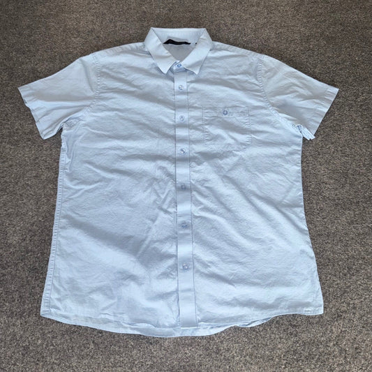 TravisMathew Mens Large Blue Short Sleeve Button Up Shirt Golf Casual Comfort