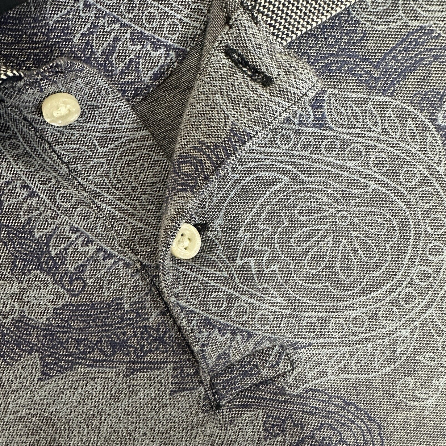 Daniel Cremieux Polo Shirt Mens Large Blue Paisley Short Sleeve Cotton Adult