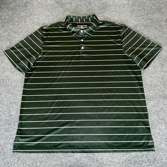 Bearbottom Polo Shirt Mens 2XL Green Striped Golf Athletic Short Sleeve Casual