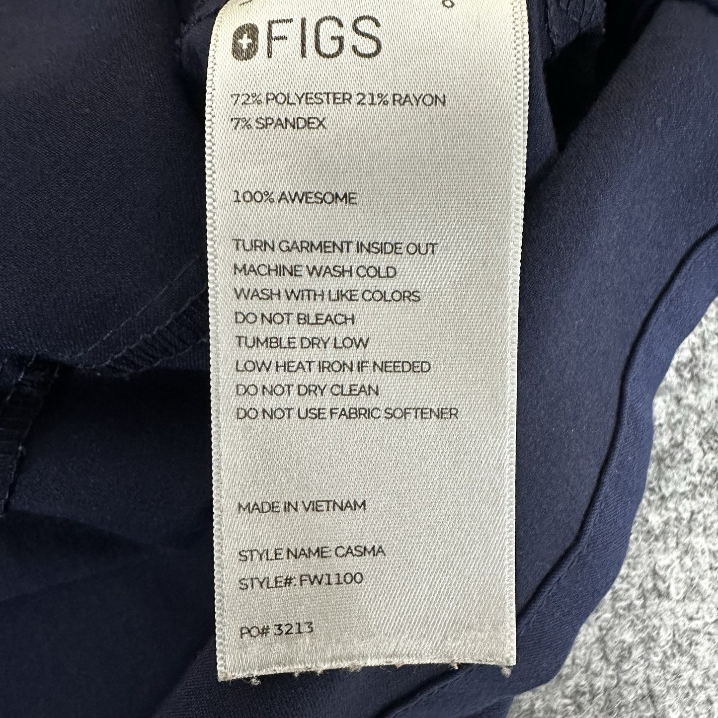 Figs Casma Scrub Top Women's XXL Navy Blue Three-Pocket Nursing Uniform Medical