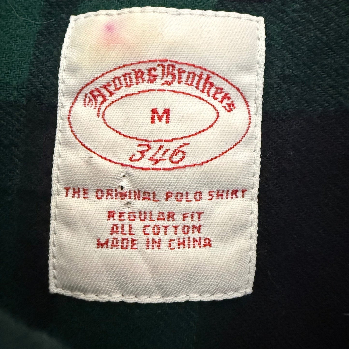 Brooks Brothers 346 Men M Green Plaid Flannel Shirt Long Sleeve Button Up Cotton