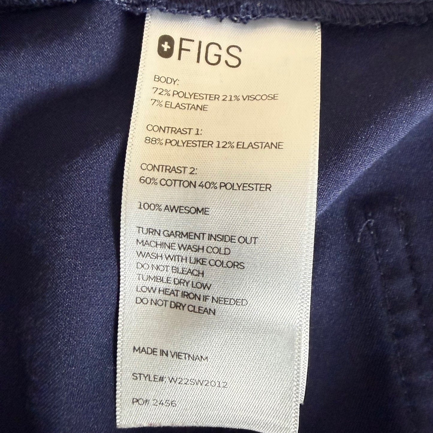 FIGS Zamora Navy Blue High Waisted Jogger Scrub Pants Womens XL Medical Stretch