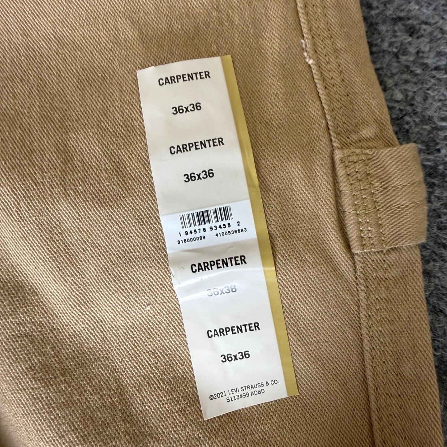 Levi Strauss Signature Mens Carpenter Pants Tan Flex Canvas 36x36 NWT Workwear