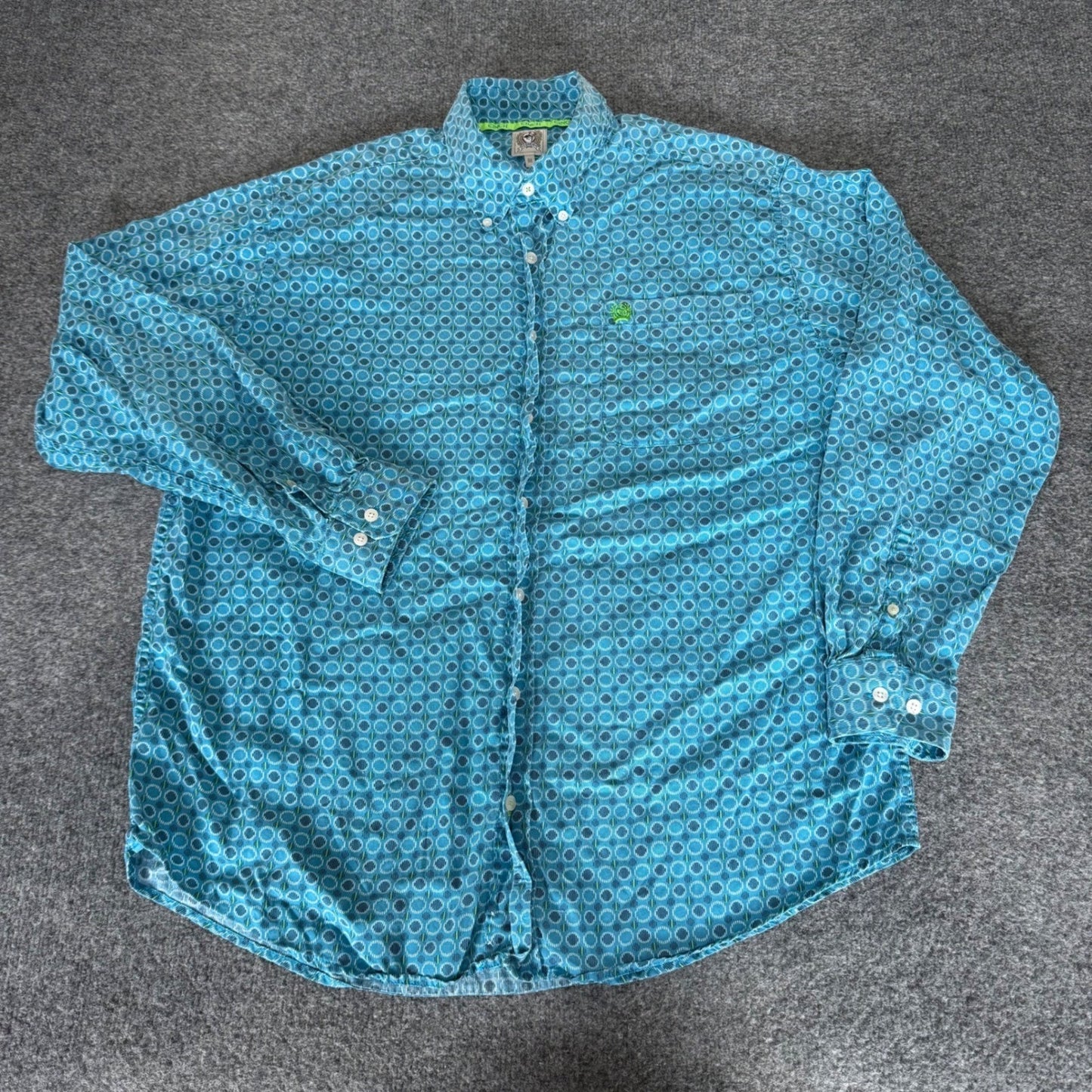 Cinch Mens M Blue Geometric Western Button Down Shirt Long Sleeve Cowboy Rodeo