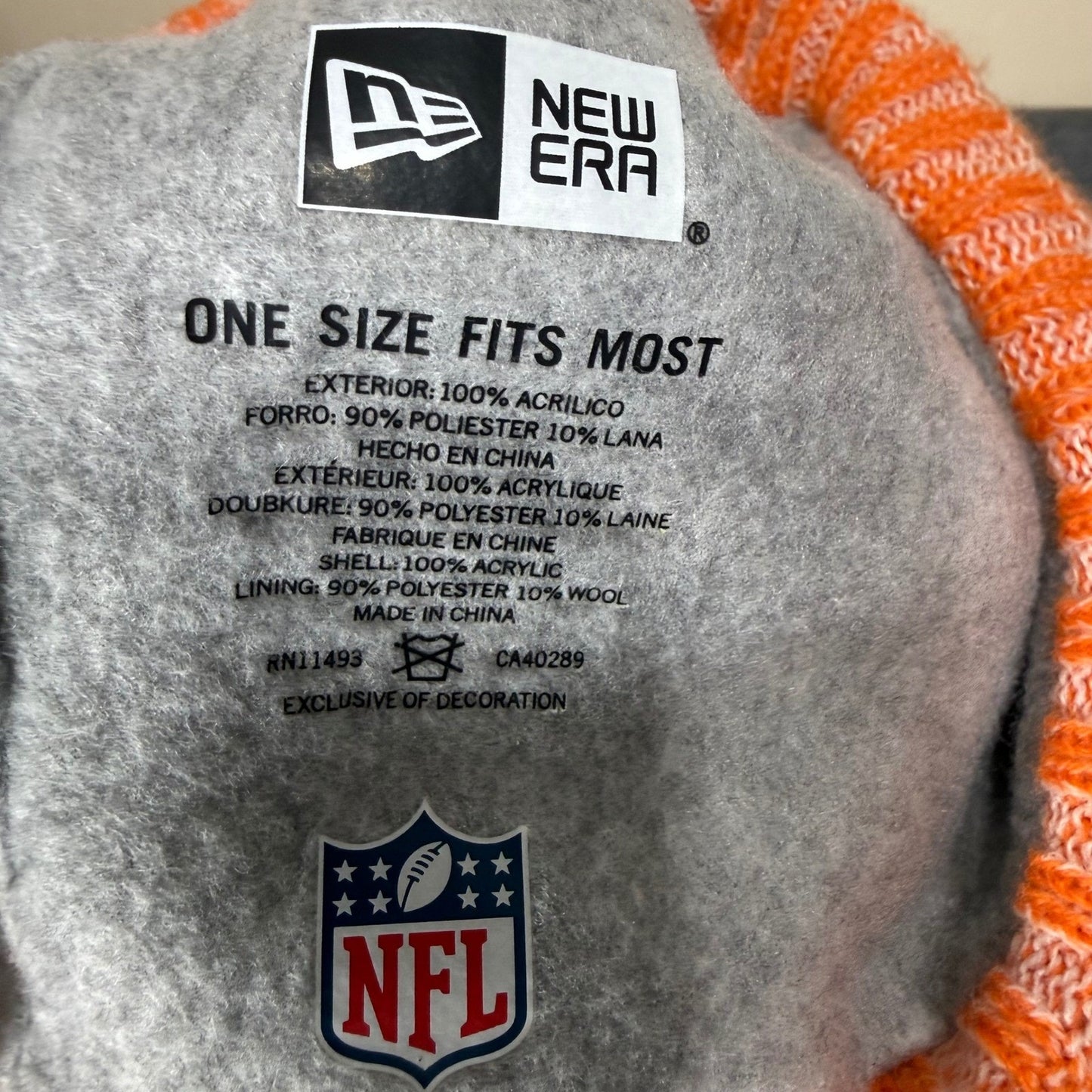 New Era Denver Broncos NFL Beanie Knit Pom Hat Orange One Size Winter Football