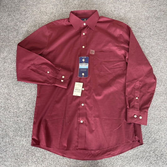 Stafford Mens Red Mahogany Easy-Care Broadcloth Dress Shirt 15.5 34-35 NEW