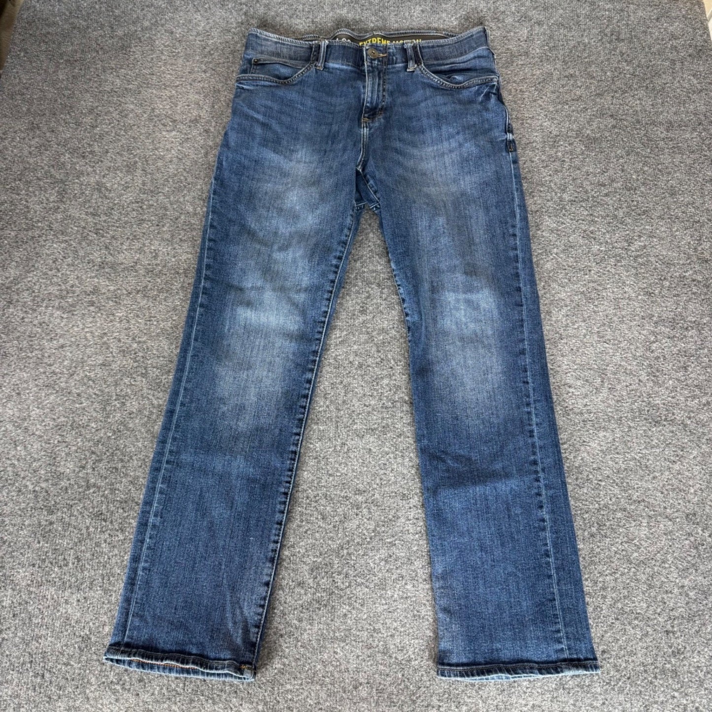 Lee Extreme Motion Mens Straight Fit Tapered Leg Jeans Blue 34x30 Denim Stretch