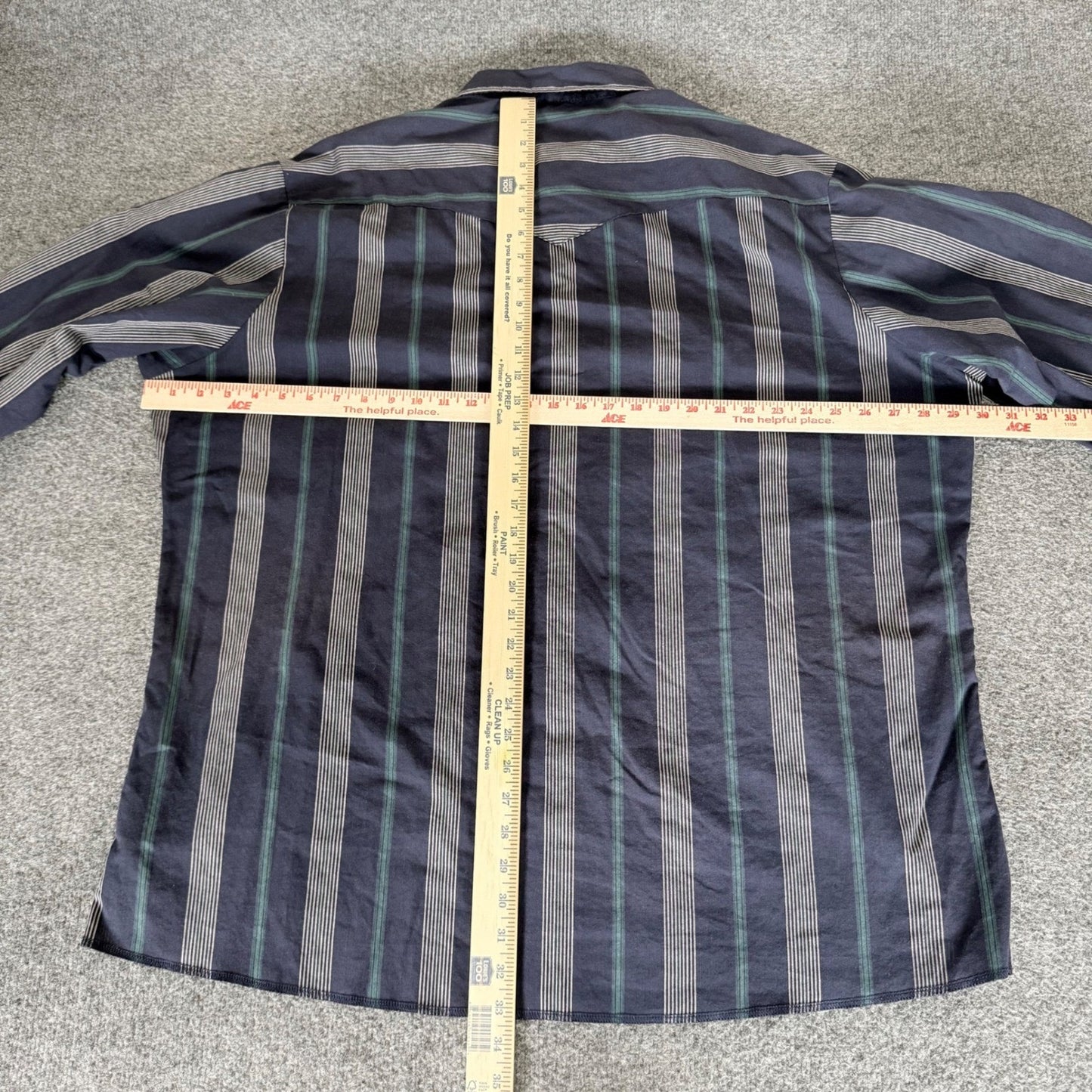 Wrangler Mens 3XL Tall Western Shirt Navy Striped Pearl Snap Long Sleeve Cowboy