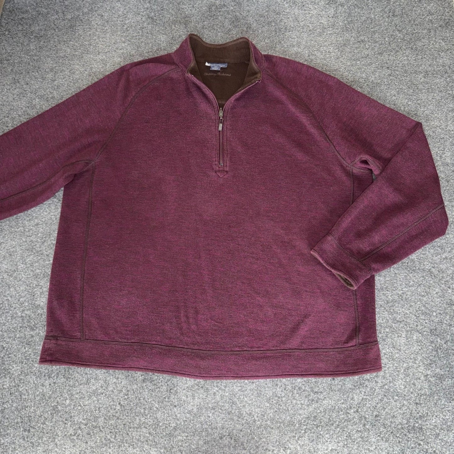 Tommy Bahama Mens 2XT Reversible 1/4 Zip Pullover Burgundy Brown Casual Comfort