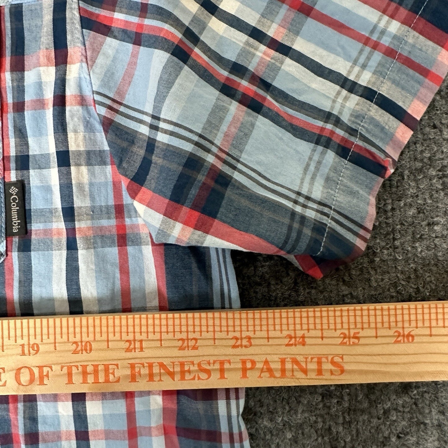 Columbia Shirt Mens Large Blue Plaid Short Sleeve Button Up Pocket Casual Cotton