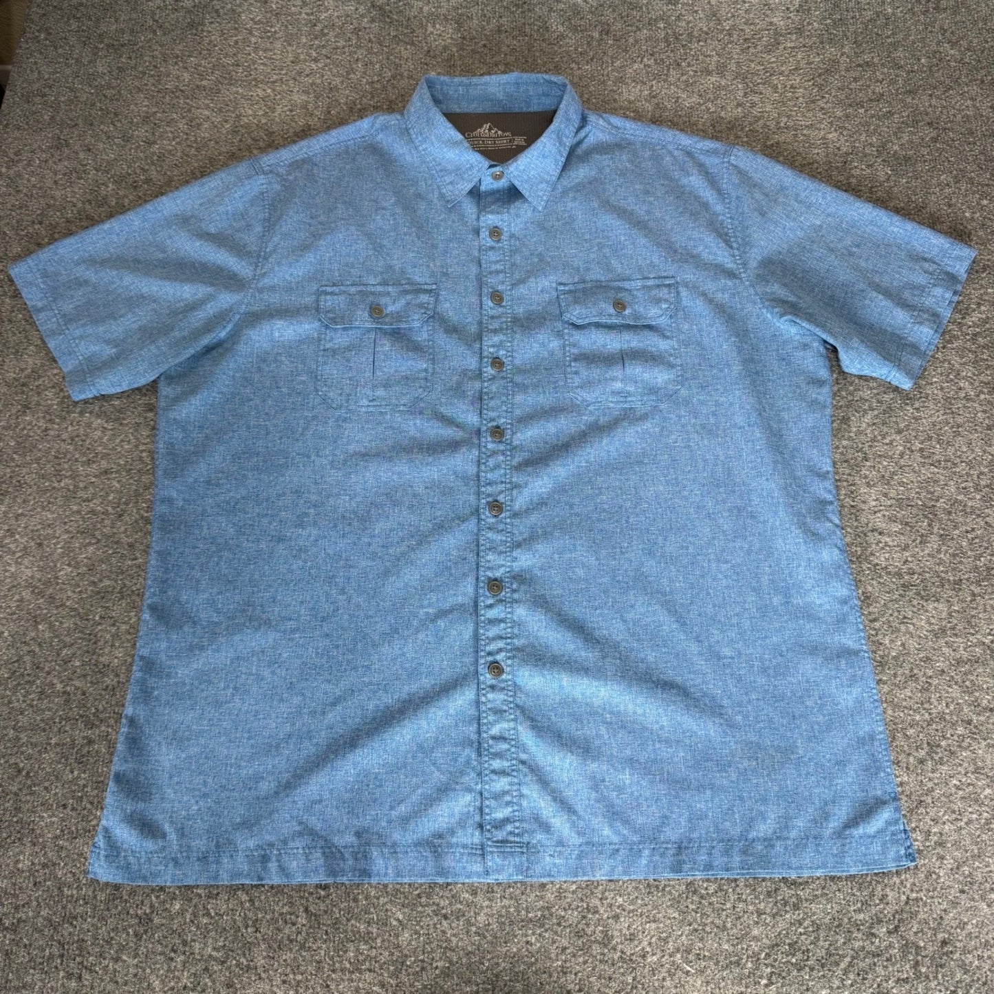 Croft & Barrow Men XL Quick Dry Short Sleeve Button Up Shirt Blue Outdoor Hiking