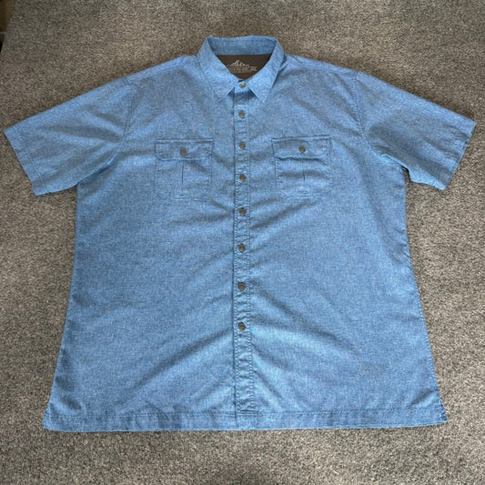 Croft & Barrow Men XL Quick Dry Short Sleeve Button Up Shirt Blue Outdoor Hiking