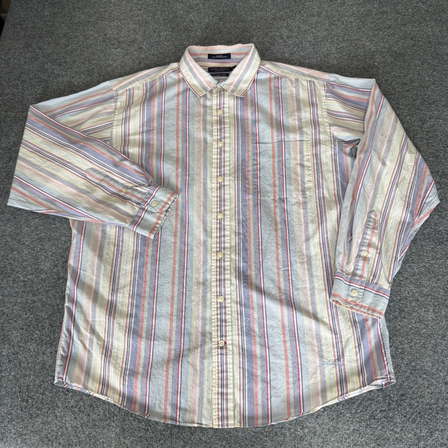 Daniel Cremieux Mens XL Striped Button Down Shirt Long Sleeve Cotton Casual