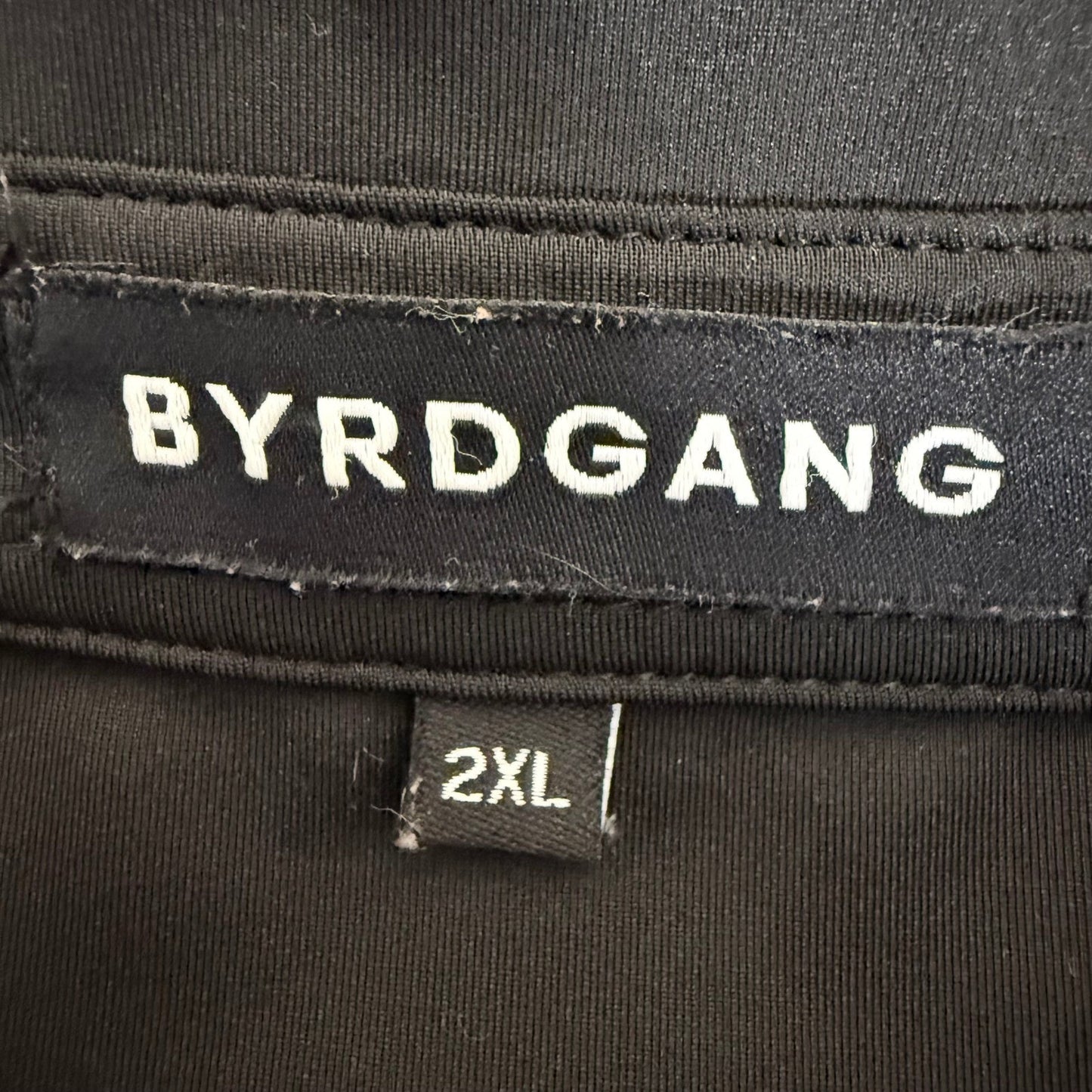 Byrdgang Mens 2XL Golf Polo Shirt Blue Black Paint Splatter Short Sleeve Stretch