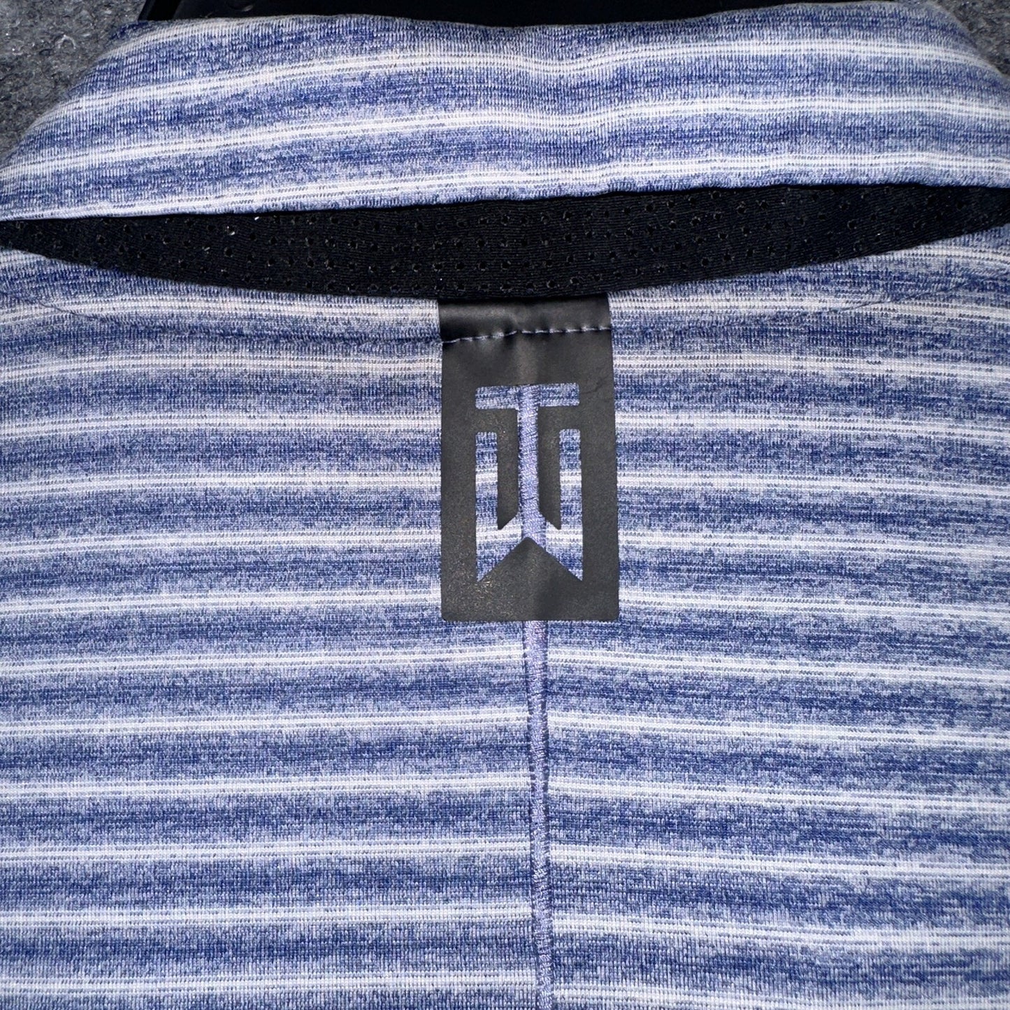 Nike Tiger Woods Shirt Mens XL Blue Striped Golf Polo Dri-Fit Performance Adult