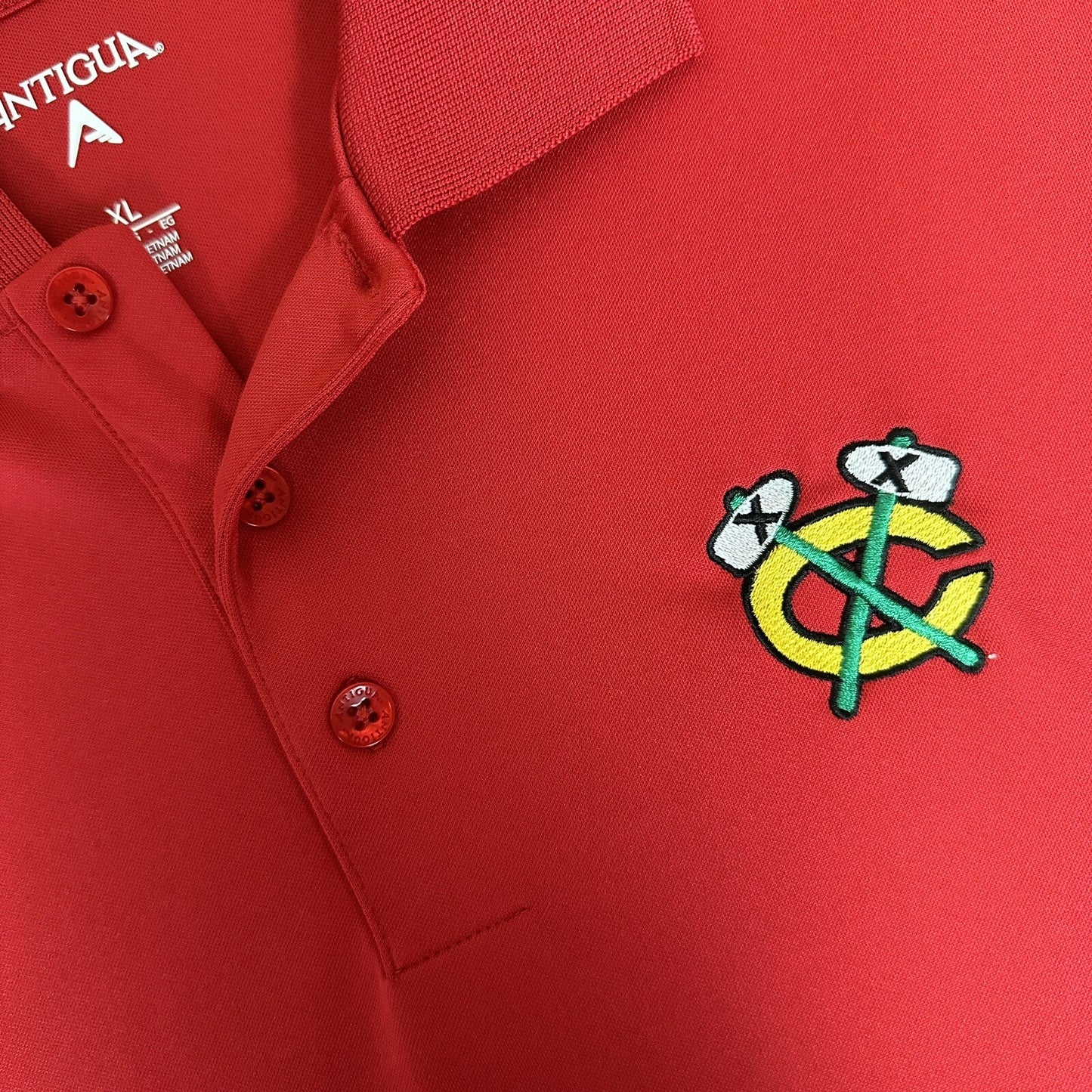Chicago Blackhawks Antigua Polo Shirt Mens XL Red Solid Short Sleeve NHL Hockey