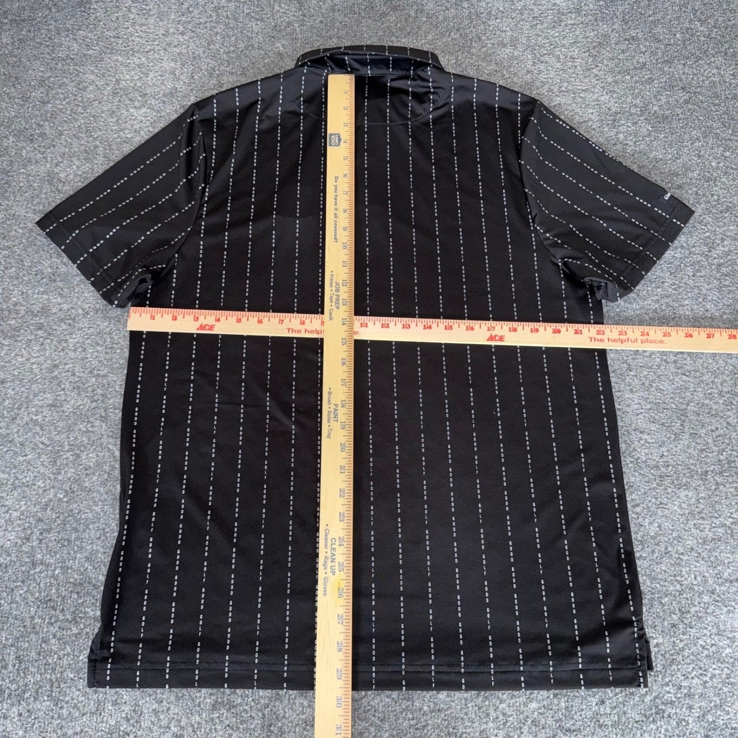 Good Good Golf Mens Large Horsemen Polo Shirt Black Pinstripe Short Sleeve Large