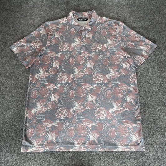 Travis Mathew Mens Golf Polo Shirt XL Tropical Leaf Print Short Sleeve Casual