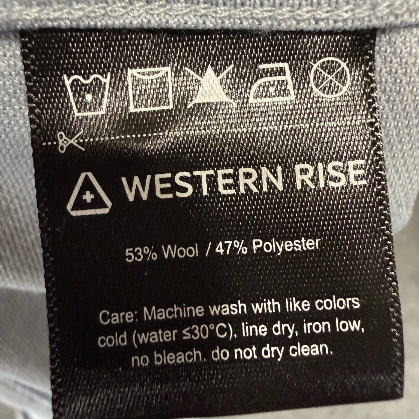 Western Rise Polo Shirt Mens Medium Blue Wool Blend Short Sleeve Performance Top