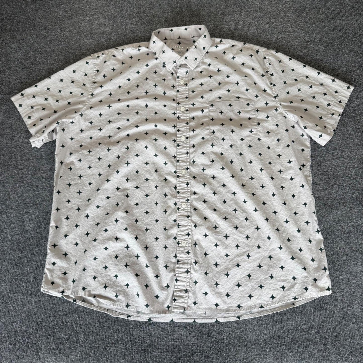 Bearbottom Shirt Mens 2XL Geometric Short Sleeve Button Up Casual Cotton Top