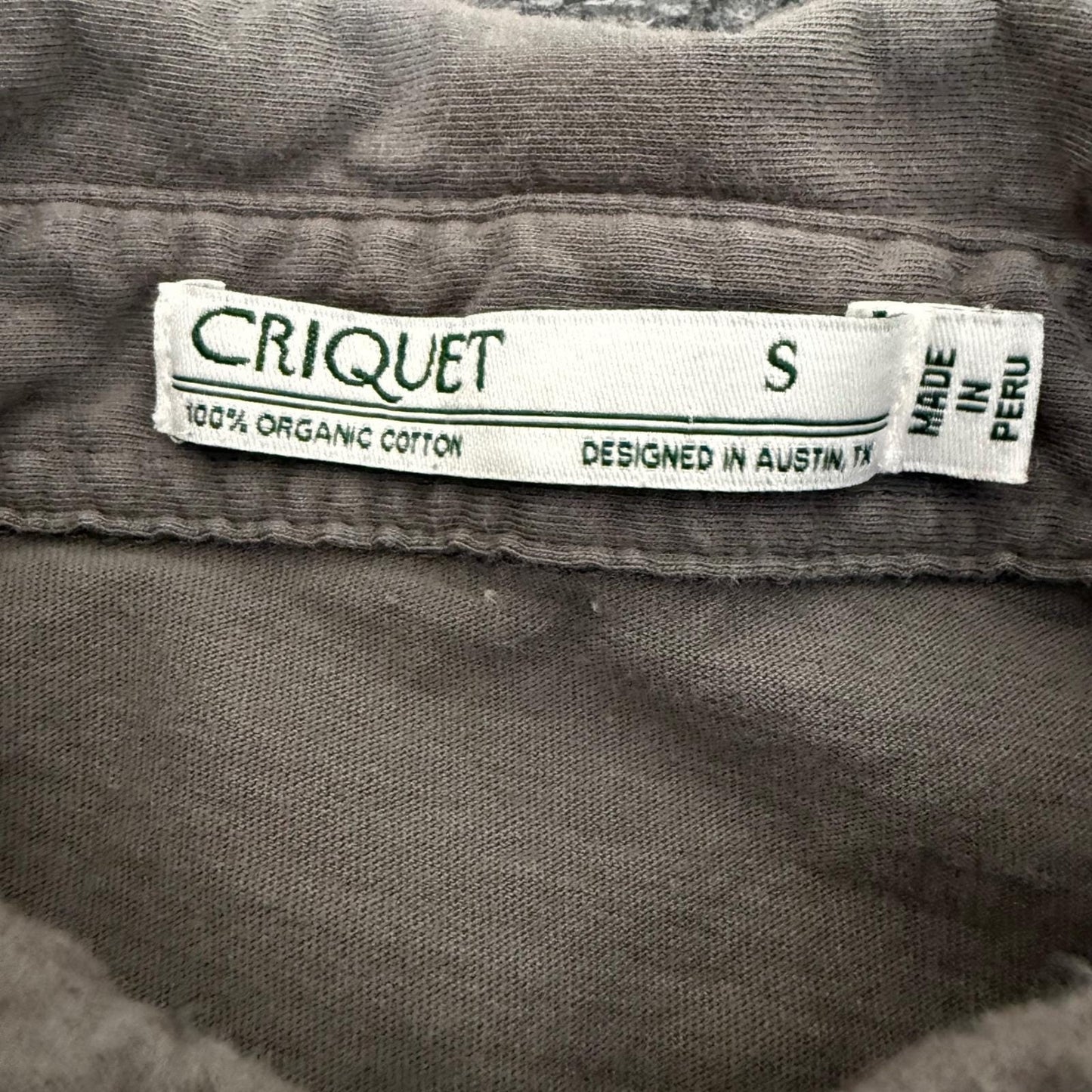 Criquet Mens Small Gray Organic Cotton Polo Shirt Short Sleeve Golf Casual