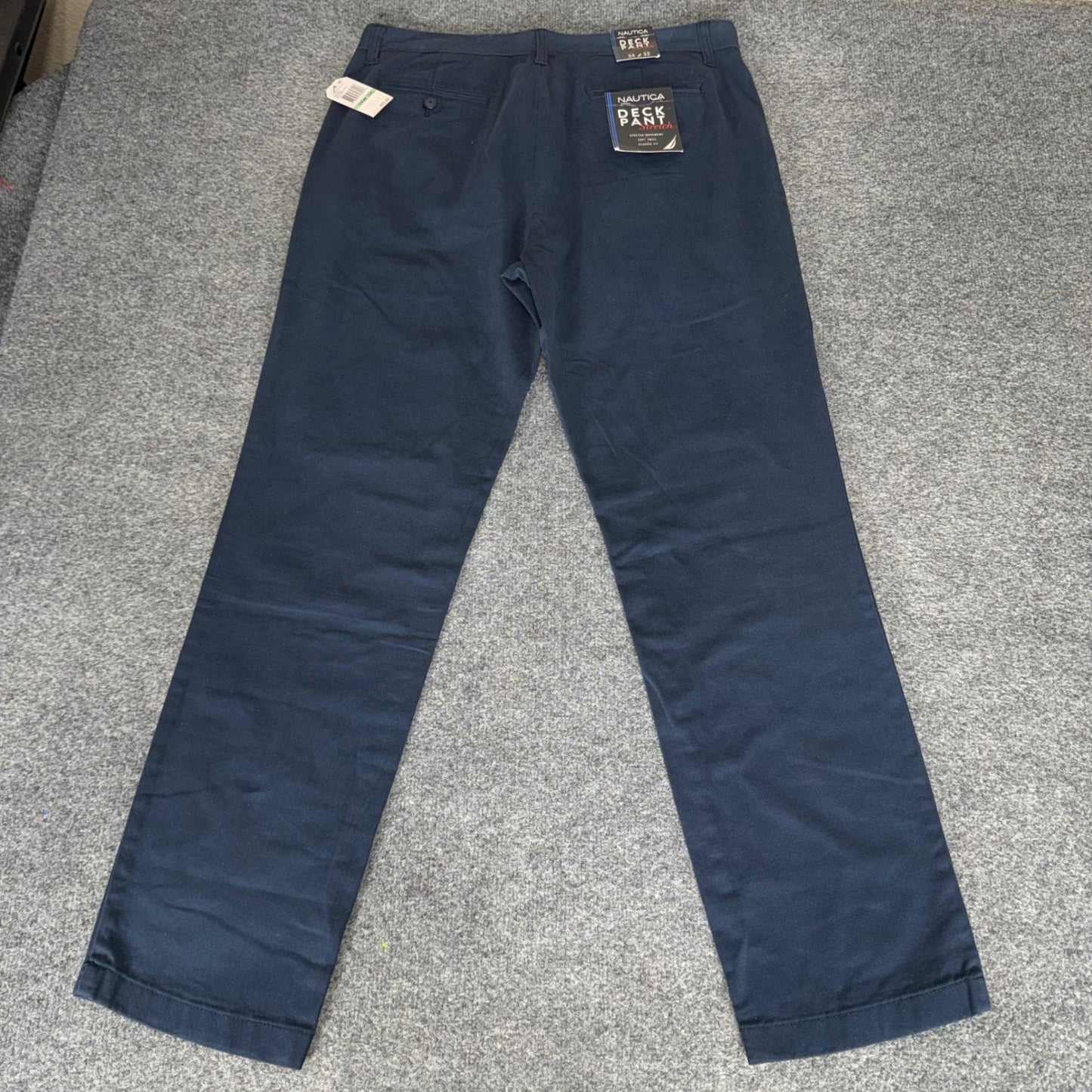 Nautica Deck Pant Mens 34x32 Navy Blue Stretch Classic Fit Chino Pant NEW Casual