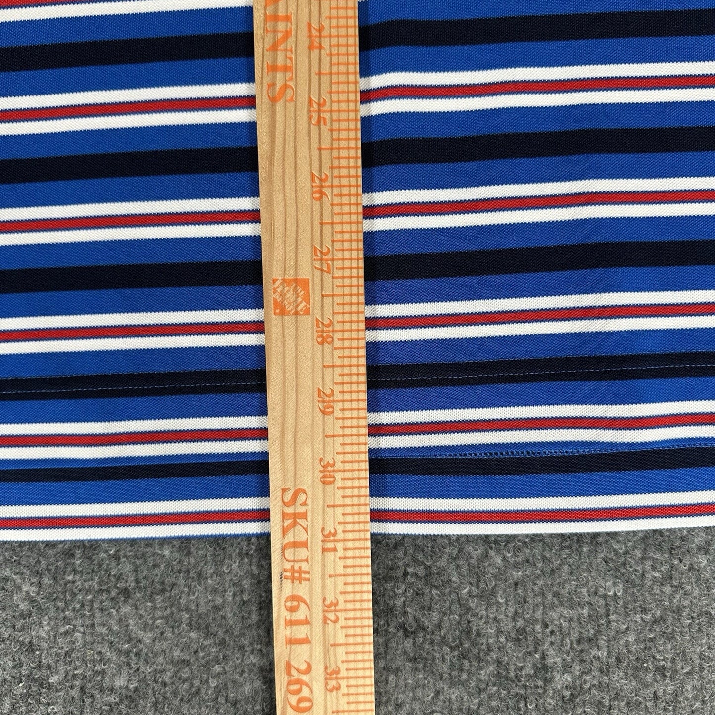 Footjoy Polo Shirt Men L Red Blue Striped Golf FJ Performance Short Sleeve Adult