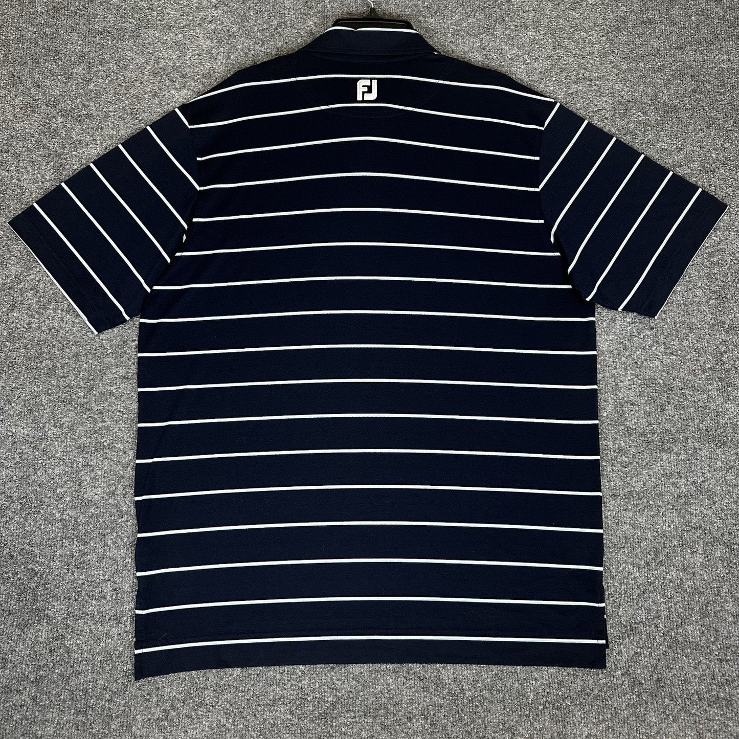 Footjoy Polo Shirt Men's Large Blue Striped Golf Performance Short Sleeve Casual