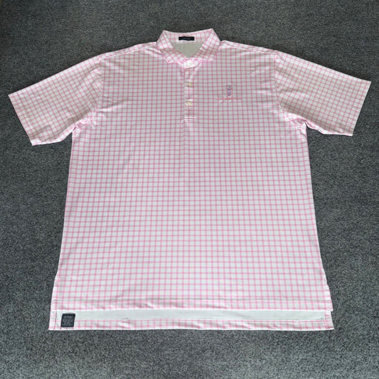 Turtleson Golf Polo Shirt Mens XL Pink Gingham Performance Casual Short Sleeve