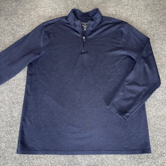 Mizzen+Main ProFlex Sweater Mens XXL Blue 1/4 Zip Pullover Performance Casual