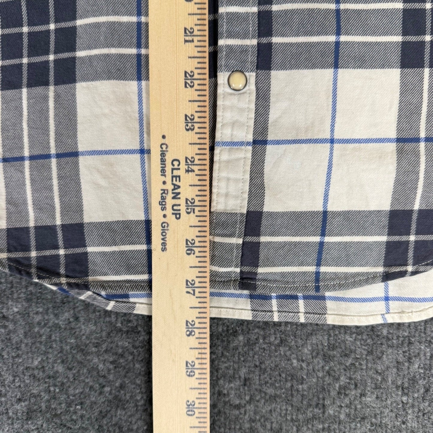 Lucky Brand Saturday Stretch Plaid Western Shirt Mens Medium Blue Snap Casual