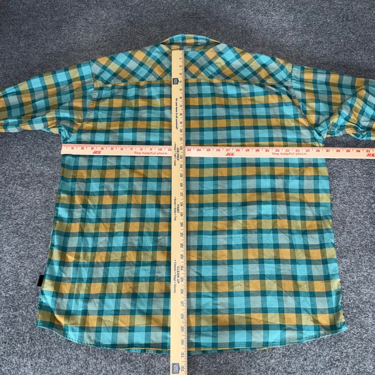 Patagonia Buckshot Mens XXL Teal Plaid Organic Cotton Flannel Shirt Long Sleeve