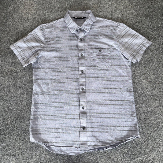 Travis Mathew Shirt Mens Medium Short Sleeve Button Up Striped Golf Casual Top