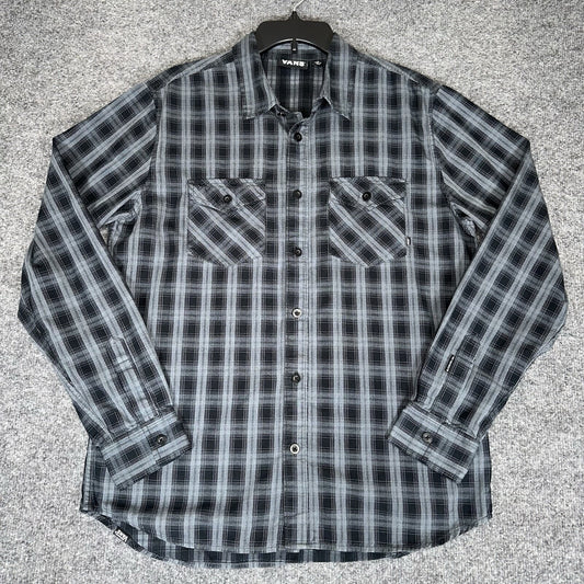 Vans Shirt Mens Medium Plaid Long Sleeve Button Up Skater Pockets Casual Adult