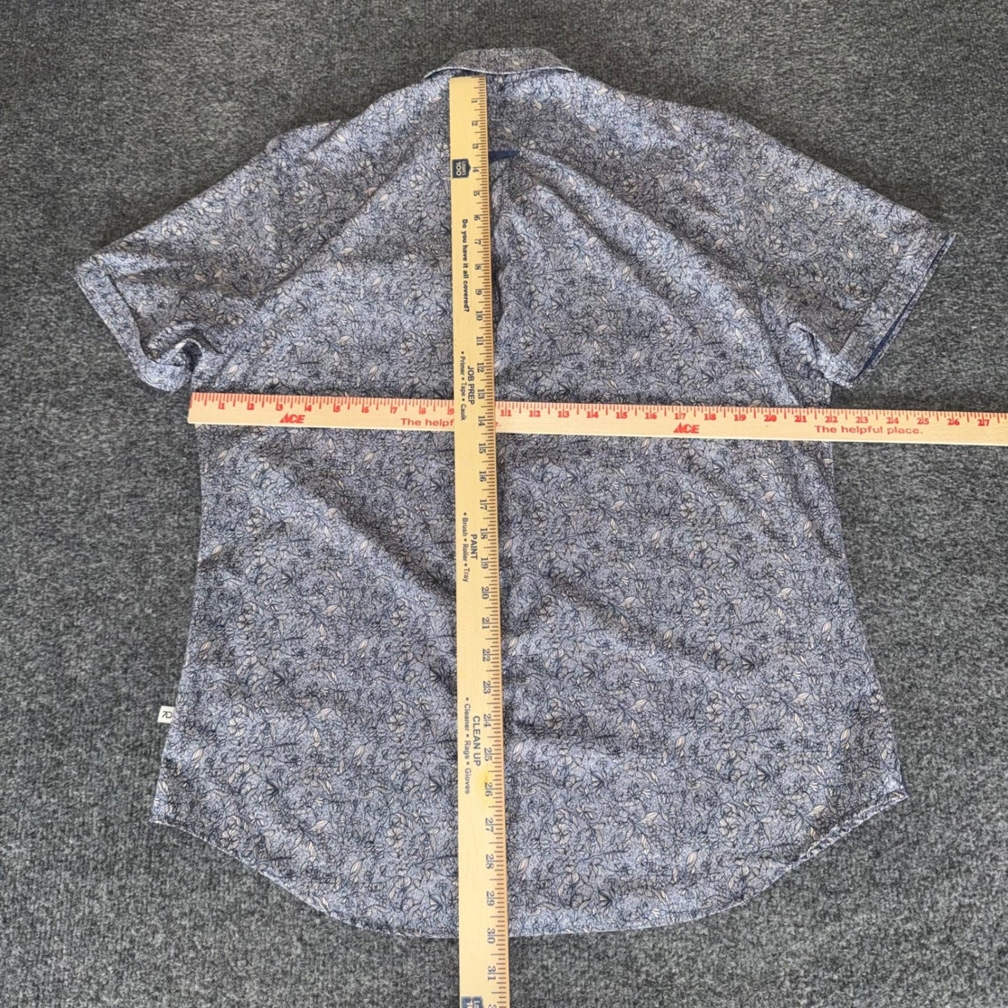 7 Diamonds Shirt Men L Blue Floral Short Sleeve Button Down 4 Way Stretch Casual