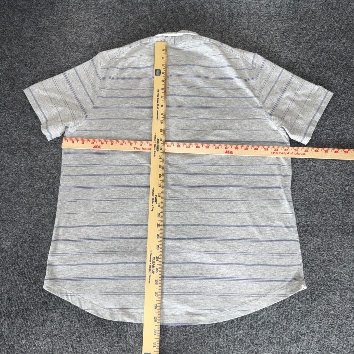 The Normal Brand Mens XL Active Puremeso Grey Striped Short Sleeve Button Down