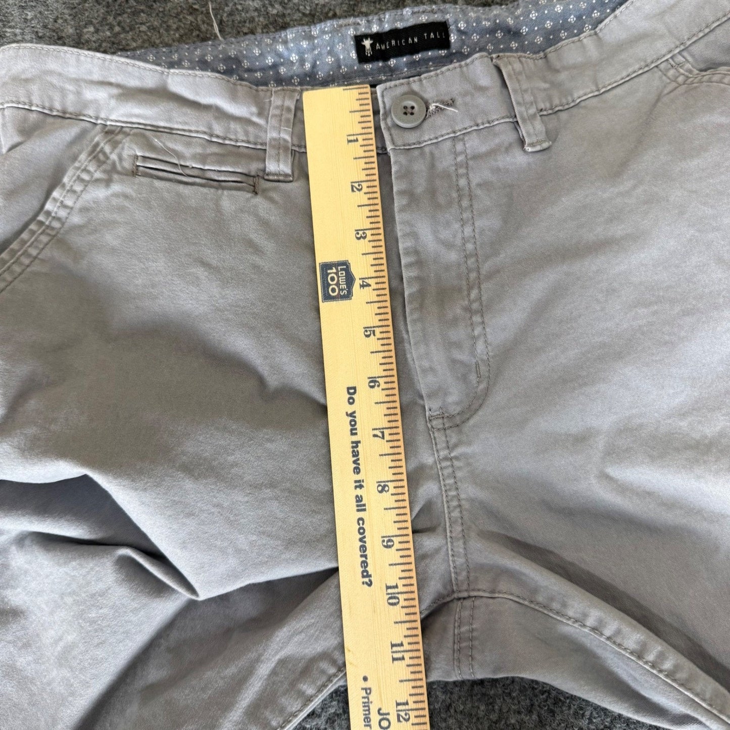 American Tall Pant Mens 34x36 Gray Casual Office Chino Workwear Everyday Comfort