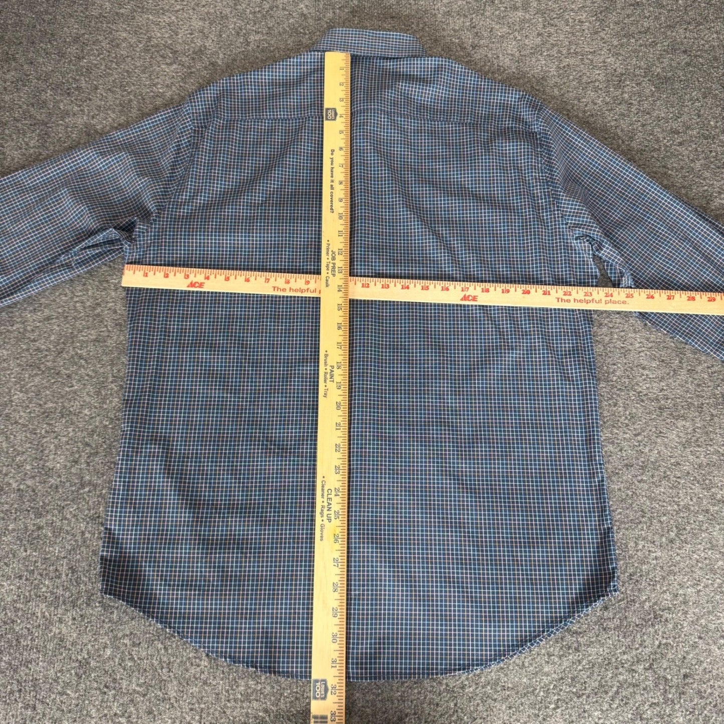 Peter Millar Summer Comfort Mens Large Blue Plaid Stretch Button Up Shirt Casual