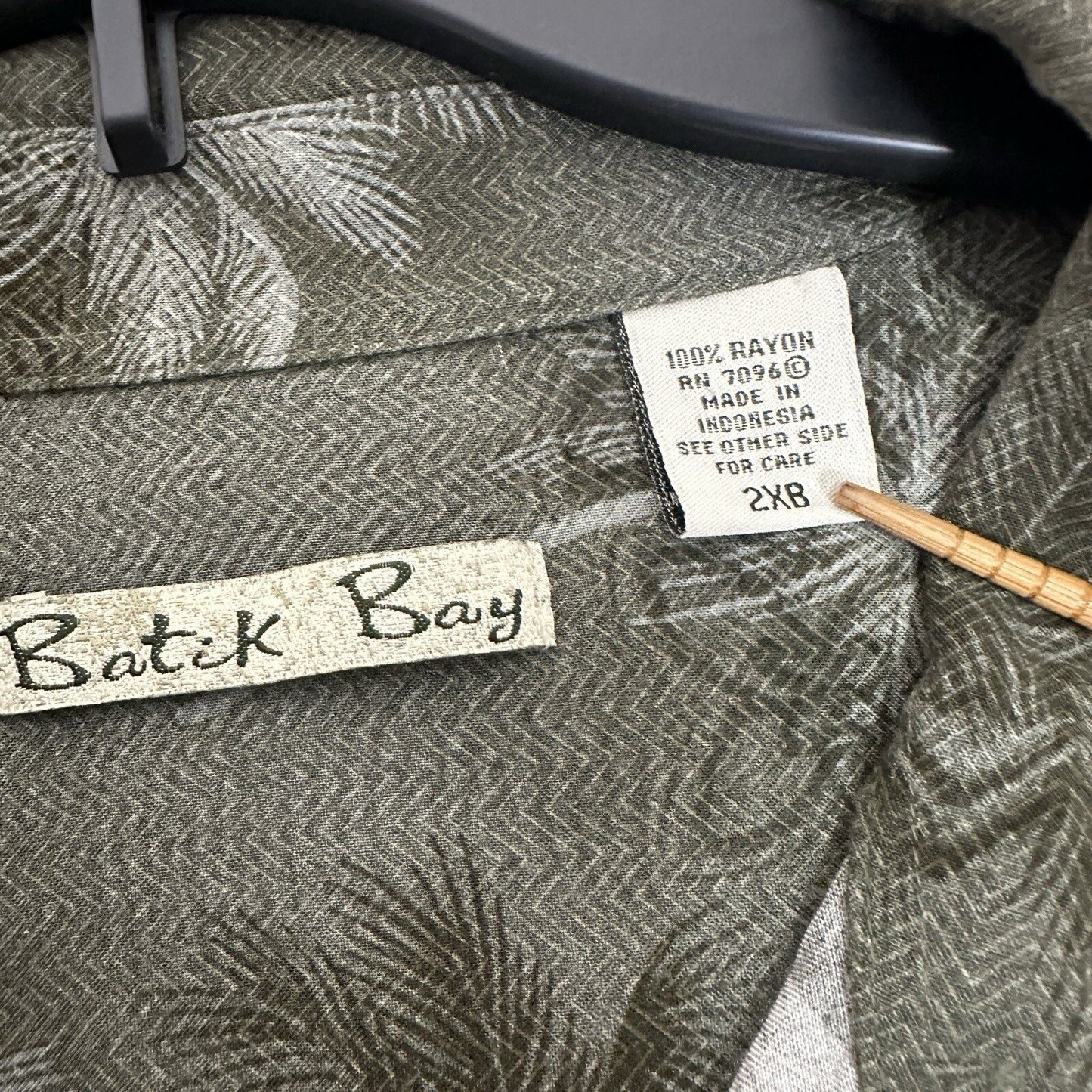 Batck Bay Hawaiian Shirt Mens 2XB Green Rayon Palm Tree Short Sleeve Button Up