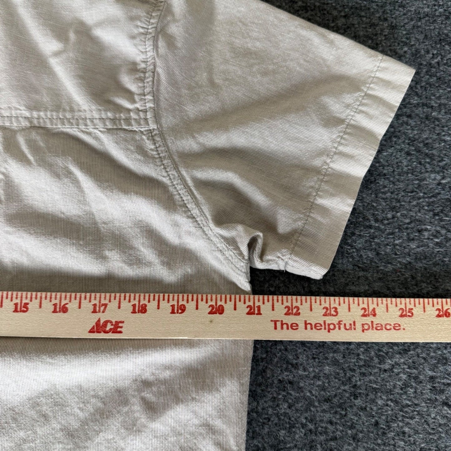 Coalatree Organics Shirt Mens M Beige Short Sleeve Button Up Made in USA Outdoor