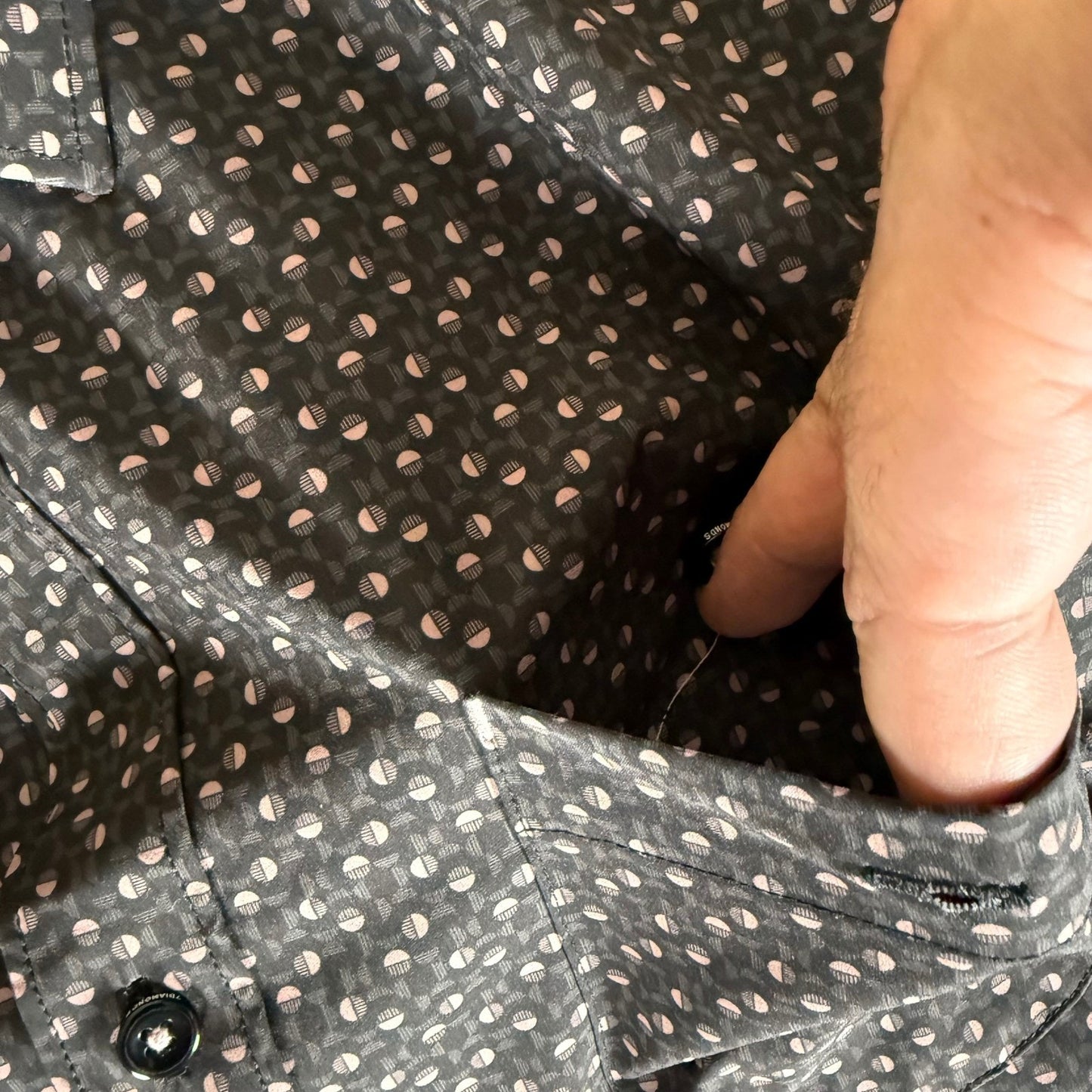 7 Diamonds 4-Way Stretch Shirt Men XL Geometric Short Sleeve Casual Button Up