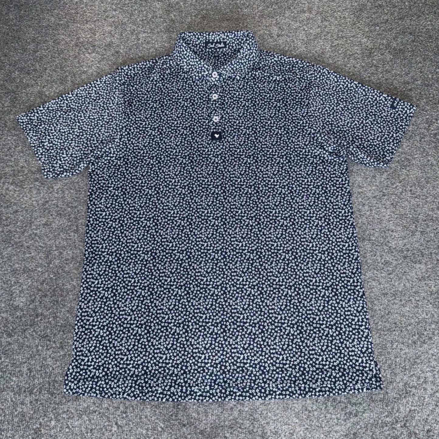 Bad Birdie Golf Polo Shirt Mens Medium Floral Short Sleeve Performance Athletic