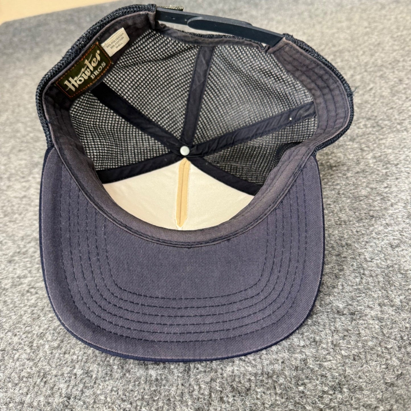 Howler Bros Mens Trucker Hat Navy Blue Tan Retro Logo Snapback Mesh Cap Outdoor