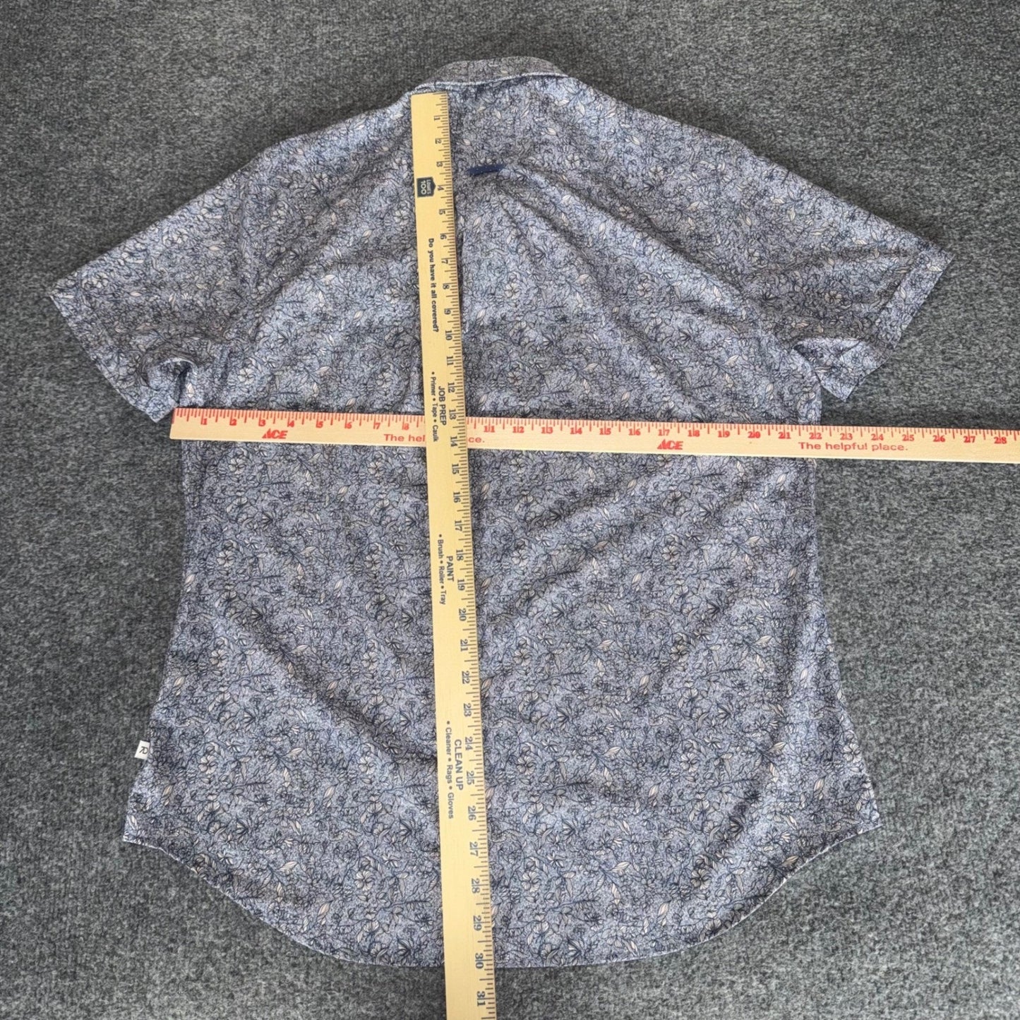 7Diamonds 4-Way Stretch Shirt Mens L Blue Floral Short Sleeve Button Up Casual