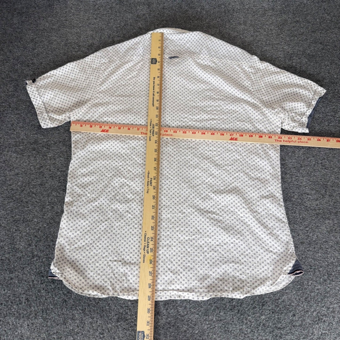7Diamonds Mens Large White Geometric Short Sleeve Button Up Shirt Stretch Casual