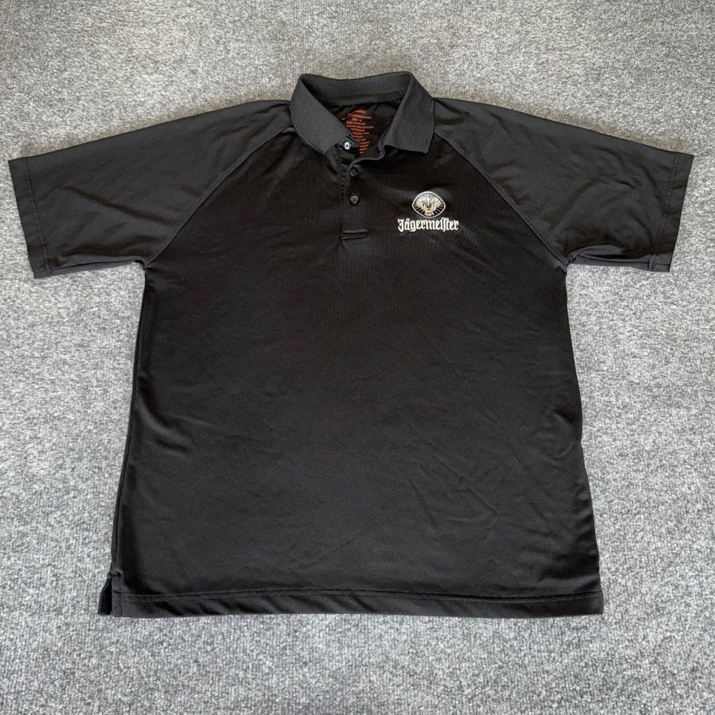 Jagermeister Polo Shirt Black Mens Medium Short Sleeve Logo Casual Barwear
